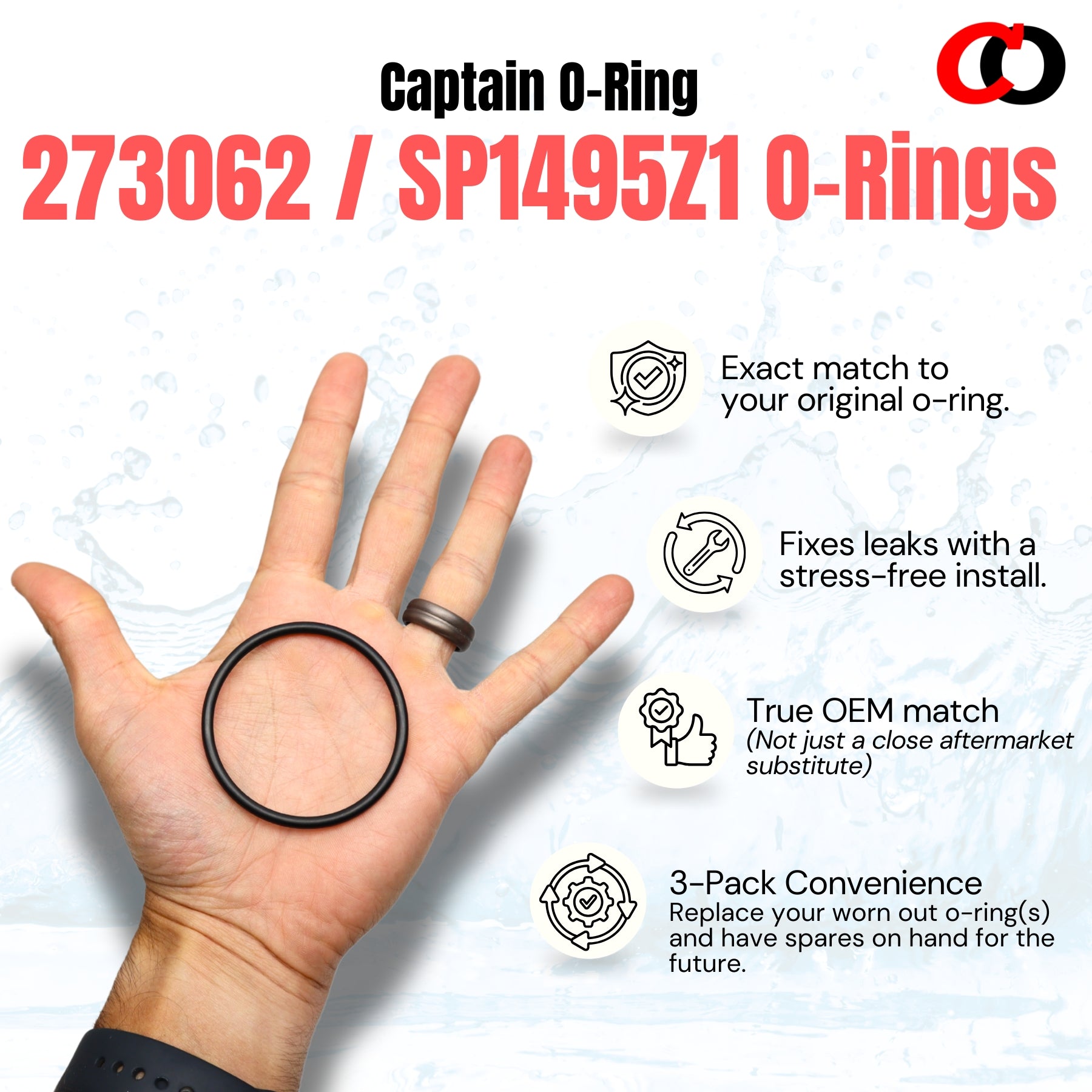 273062 / SP1495Z1 Union O-Ring for Pentair, Hayward, Jacuzzi, Waterway and more (3 Pack)