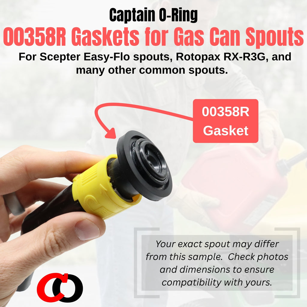 Gas Can Spout Seals (6 Pack) [#00358R for Scepter Easy-Flo, Rotopax RX-R3G, etc]
