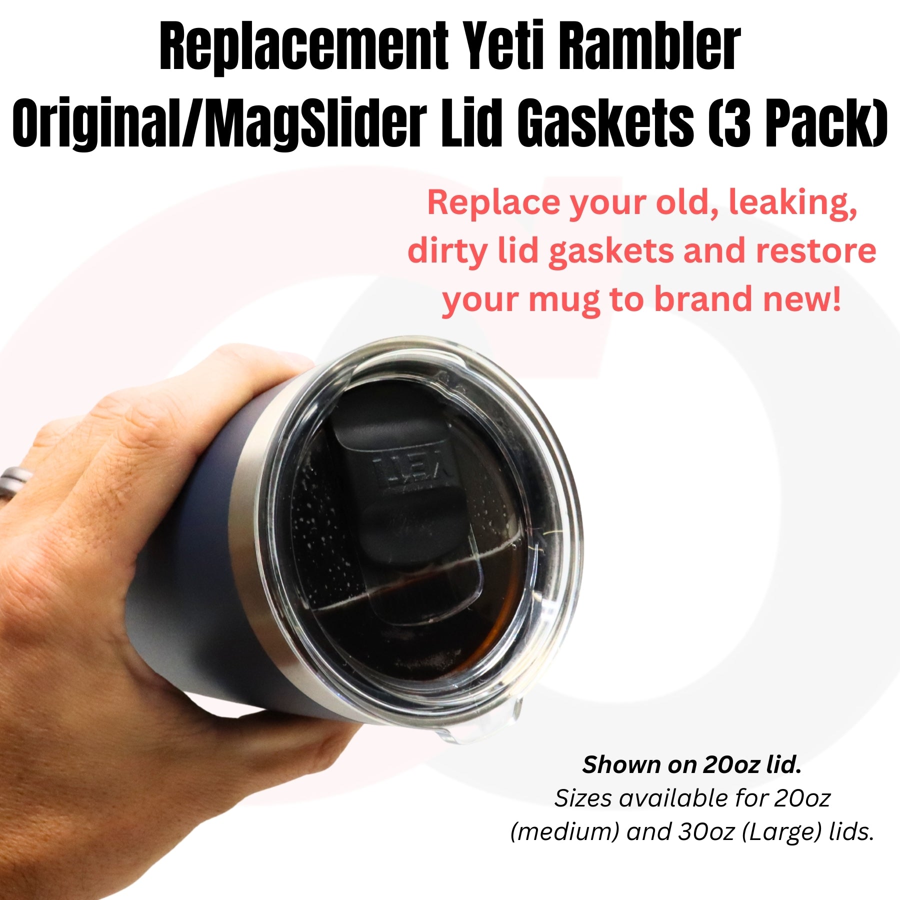 Yeti Lid Seal Gaskets for Magslider & Original Rambler Insulated Tumbler Mugs (3 Pack)