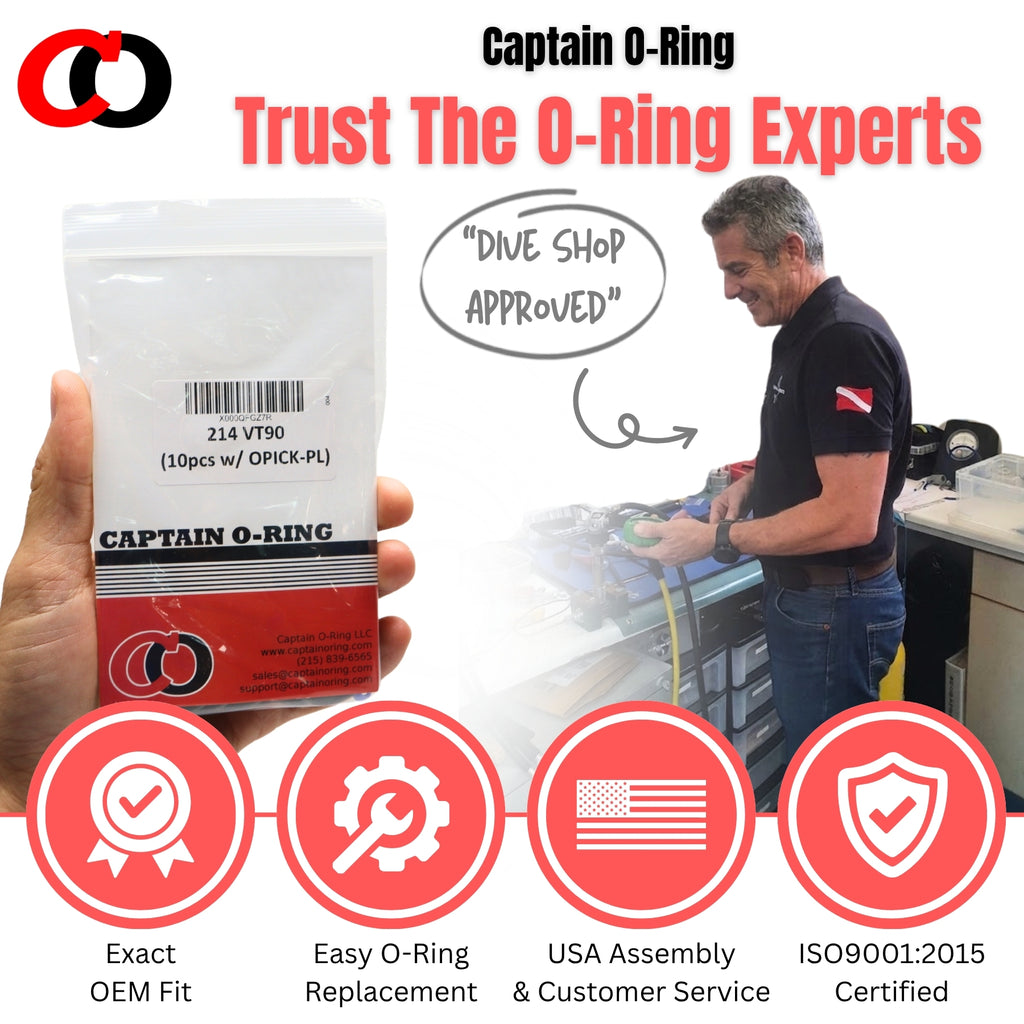 SCUBA O-Rings - 10pcs Viton/FKM O-Ring + Pick Tool [Select O-Ring Size]