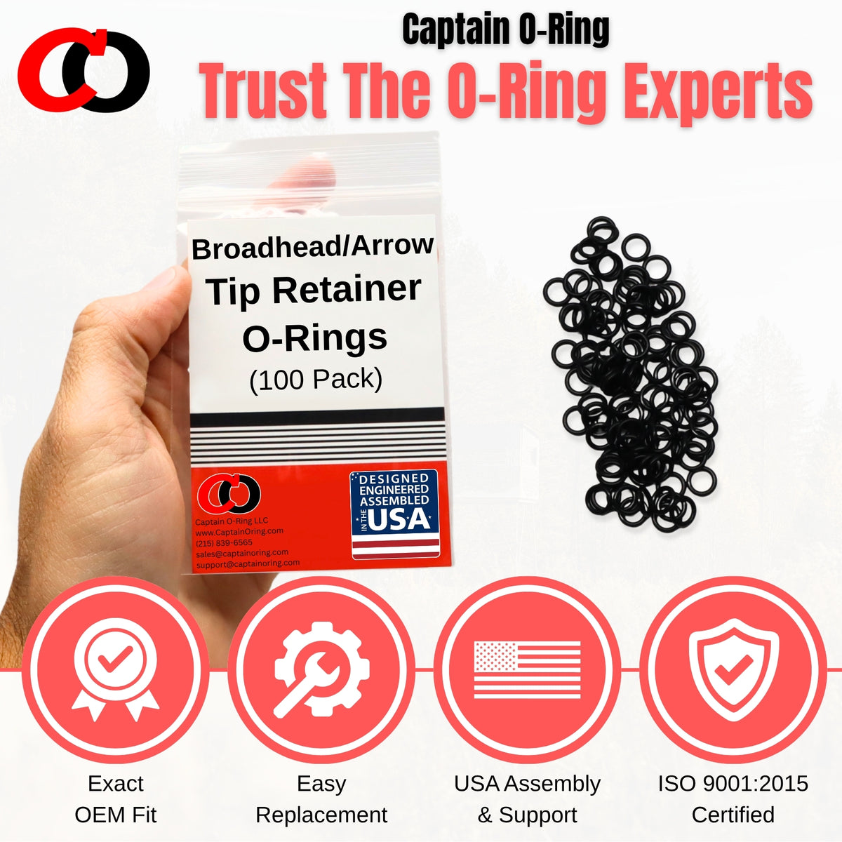 O-Ring Retainer 1/4 Inch Washers for Archery Arrow Broadhead Tips (100 Pack) – Prevents Heads Points Loosening