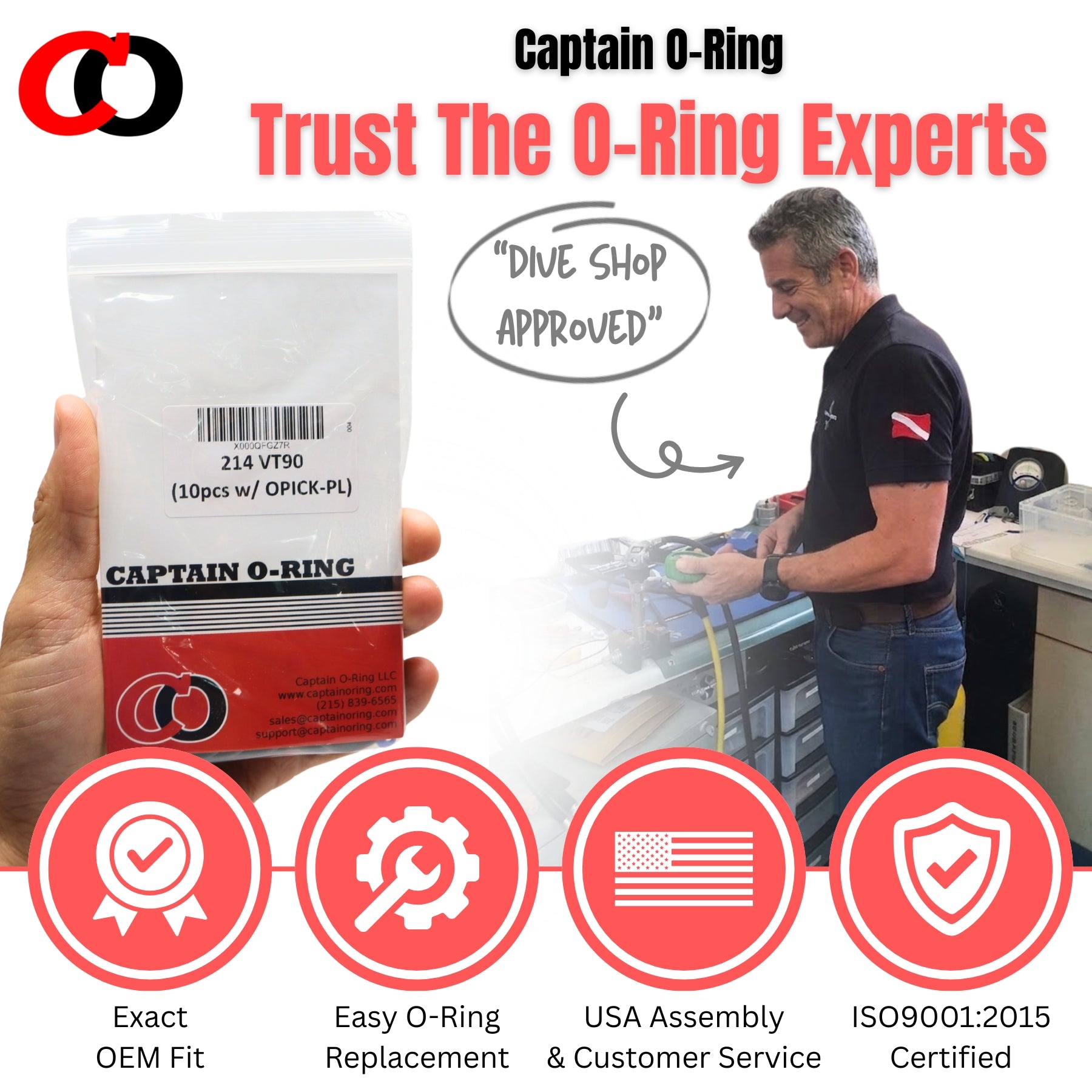 SCUBA O-RIngs - 10pcs Viton/FKM O-Ring + Pick Tool [Select O-Ring Size]