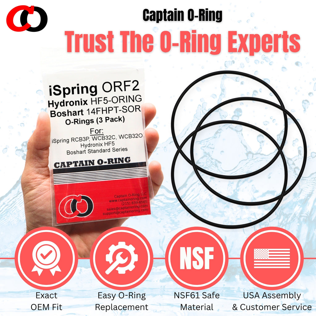 ORF2 / HF5-ORING / 14FHPT-SOR O-Rings for iSpring RCB3P, WCB32C, WCB32O, Hydronix HF5, and Boshart Standard Water Filter (3 Pack)