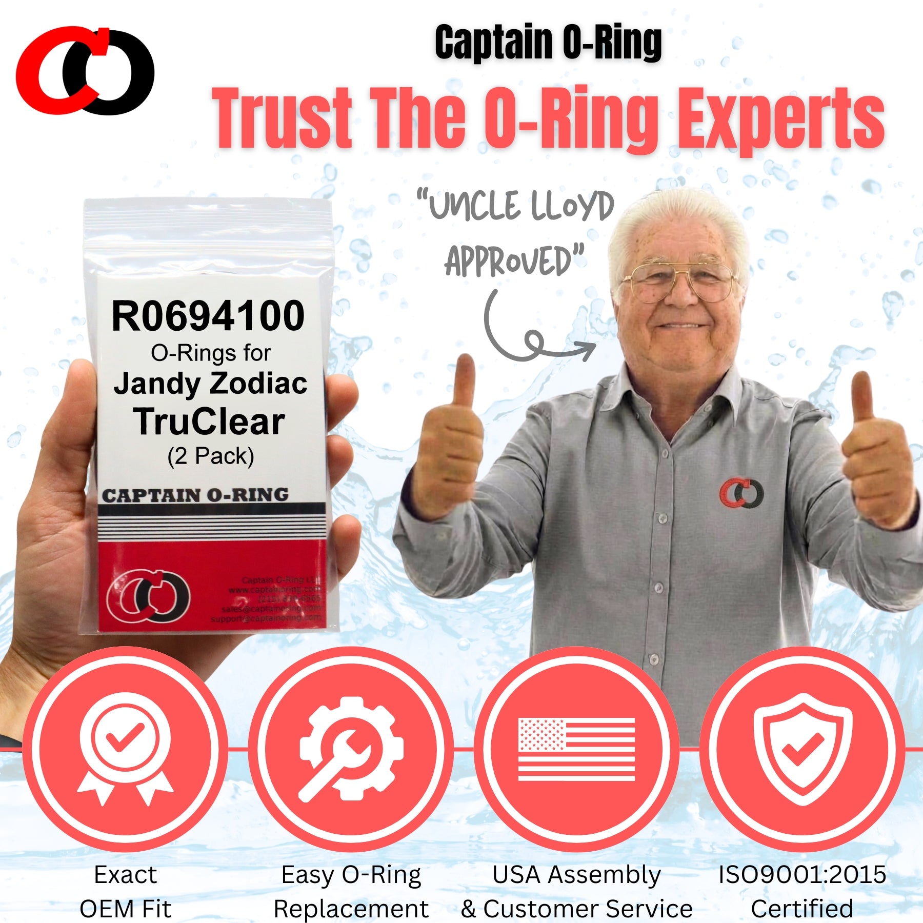 R0694100 O-Rings for Zodiac Jandy Pro Series TruClear Chlorinator (2 Pack)