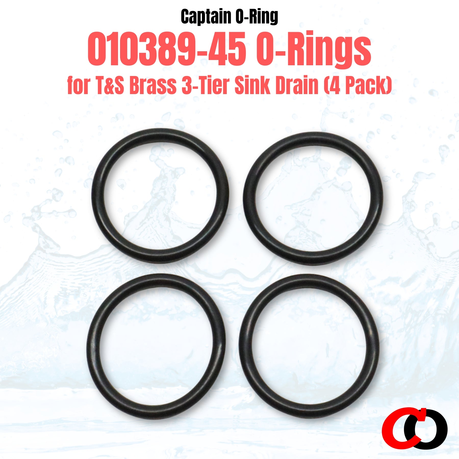 T&S Brass 010389-45 Plunger O-Rings for Waste Drain Valve (4 Pack)