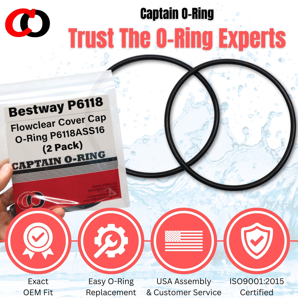 P6118 (P6118ASS16) Cover Cap O-Ring for Bestway 58381, 58145, 58382, 58144, 58146 Filter Pump (2 Pack)