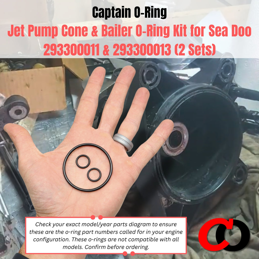 Jet Pump Cone & Bailer O-Ring Kit for Sea Doo 293300011 & 293300013 (2 Sets)