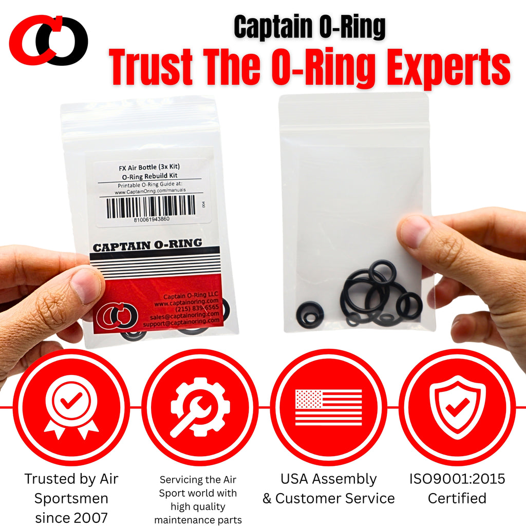 3x O-Ring Rebuild Kit for FX Air Bottle [3 complete o-ring rebuilds]