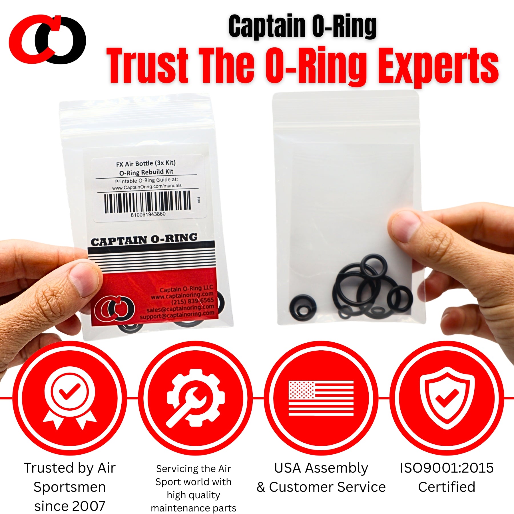 3x O-Ring Rebuild Kit for FX Air Bottle [3 complete o-ring rebuilds]