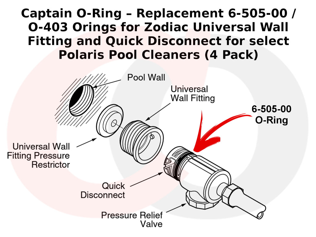6-505-00 / O-403 Orings for Zodiac Universal Wall Fitting and Quick Disconnect for Select Polaris Pool Cleaners (4 Pack)