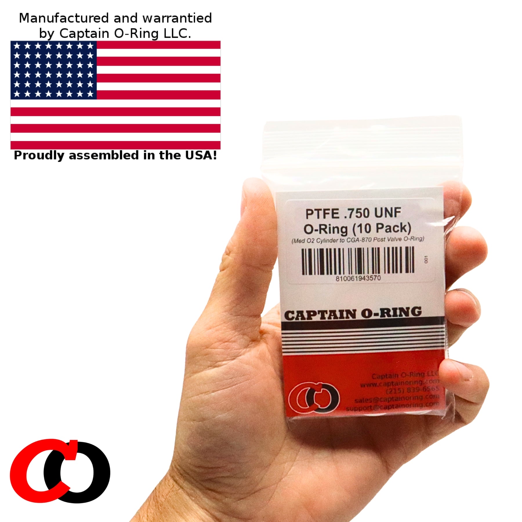 PTFE Teflon .750" UNF CGA-870 Oxygen Cylinder-To-Valve O-Rings (10 Pack)