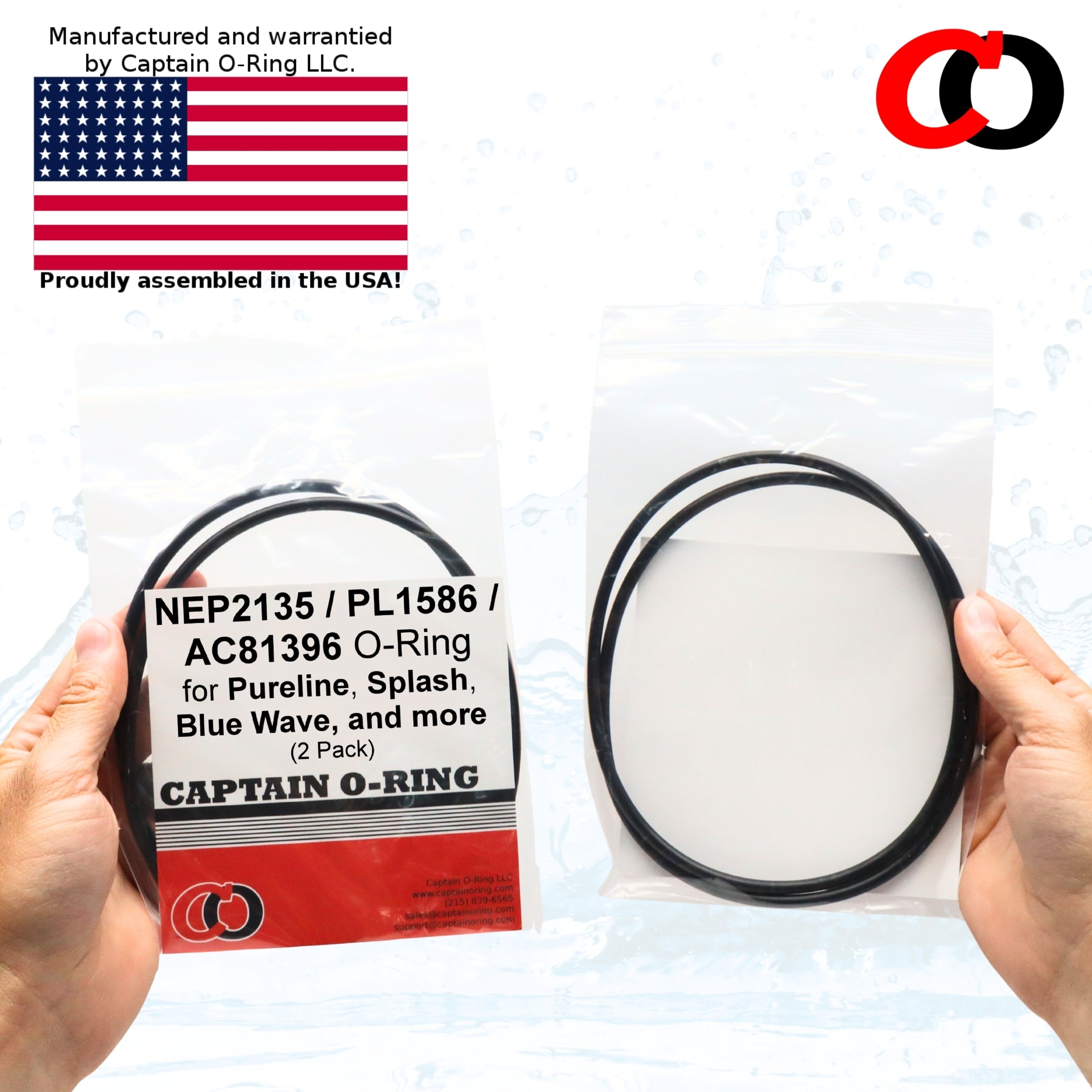 NEP2135 / PL1586 / AC81396 o-rings for Pureline, Splash, Blue Wave, SPLAPOOL, Doheny’s, Reliant, Pooline, and more Pool Pumps (2 Pack)