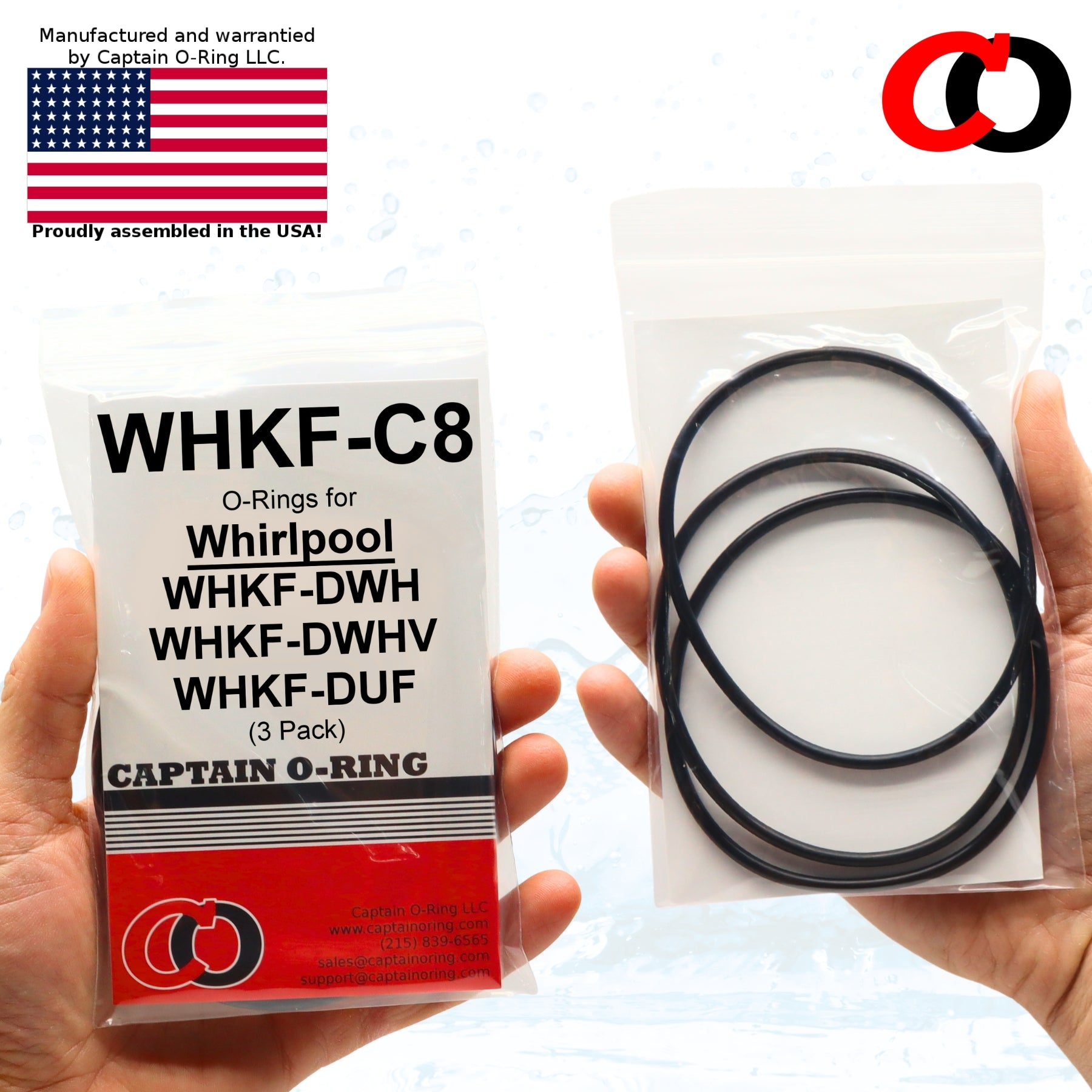 Whirlpool WHKF-C8 O-Rings for WHKF-DWHV, WHCF-DWHV, WHKF-DWH & WHKF-DUF Water Filter [3 Pack]