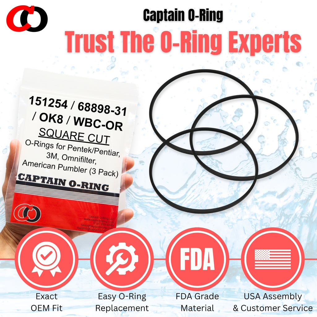 Pentek 151254 / 3M 68898-31 / Omnifilter OK8 / American Plumber WBC-OR Square Cut O-Ring(3 Pack)