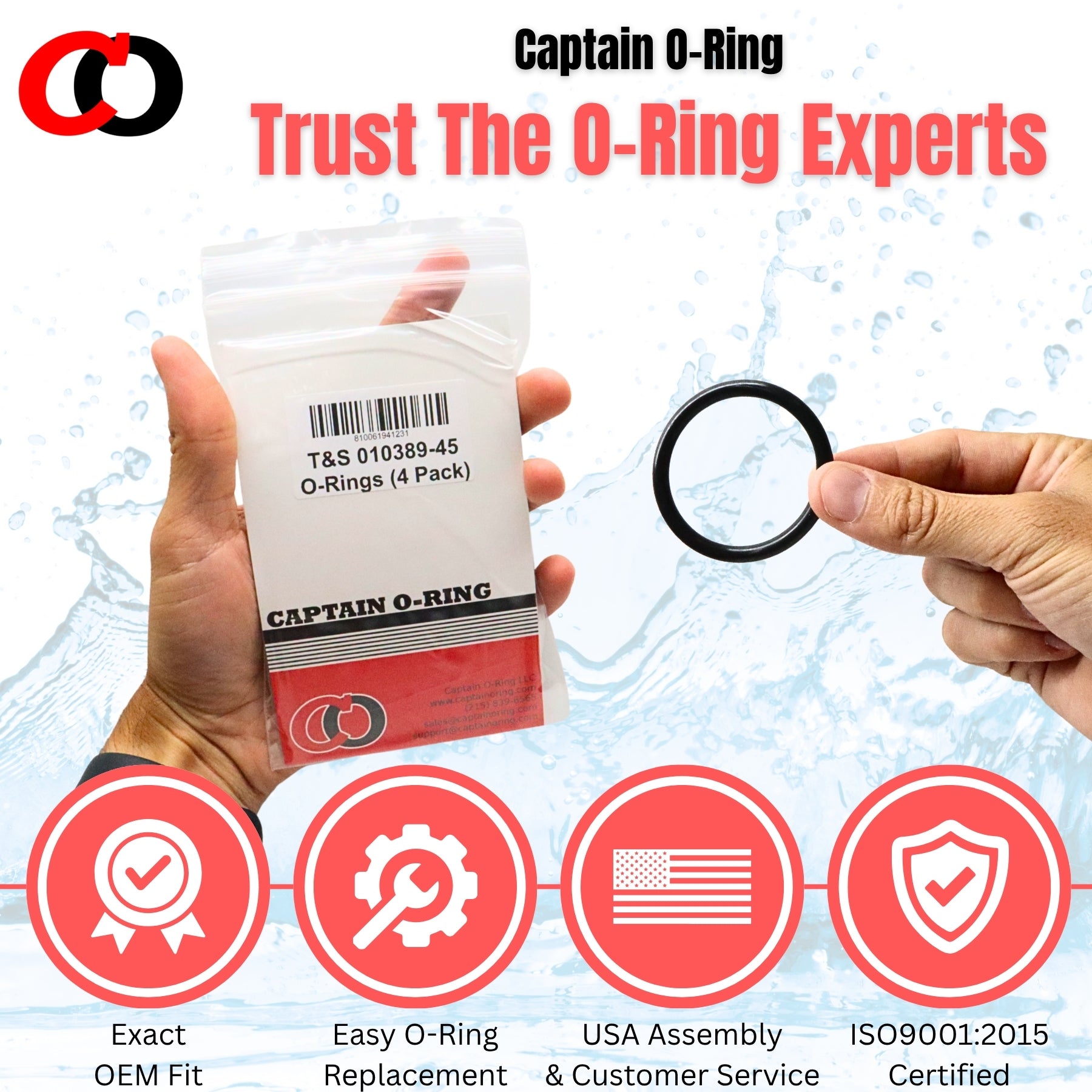 T&S Brass 010389-45 Plunger O-Rings for Waste Drain Valve (4 Pack)