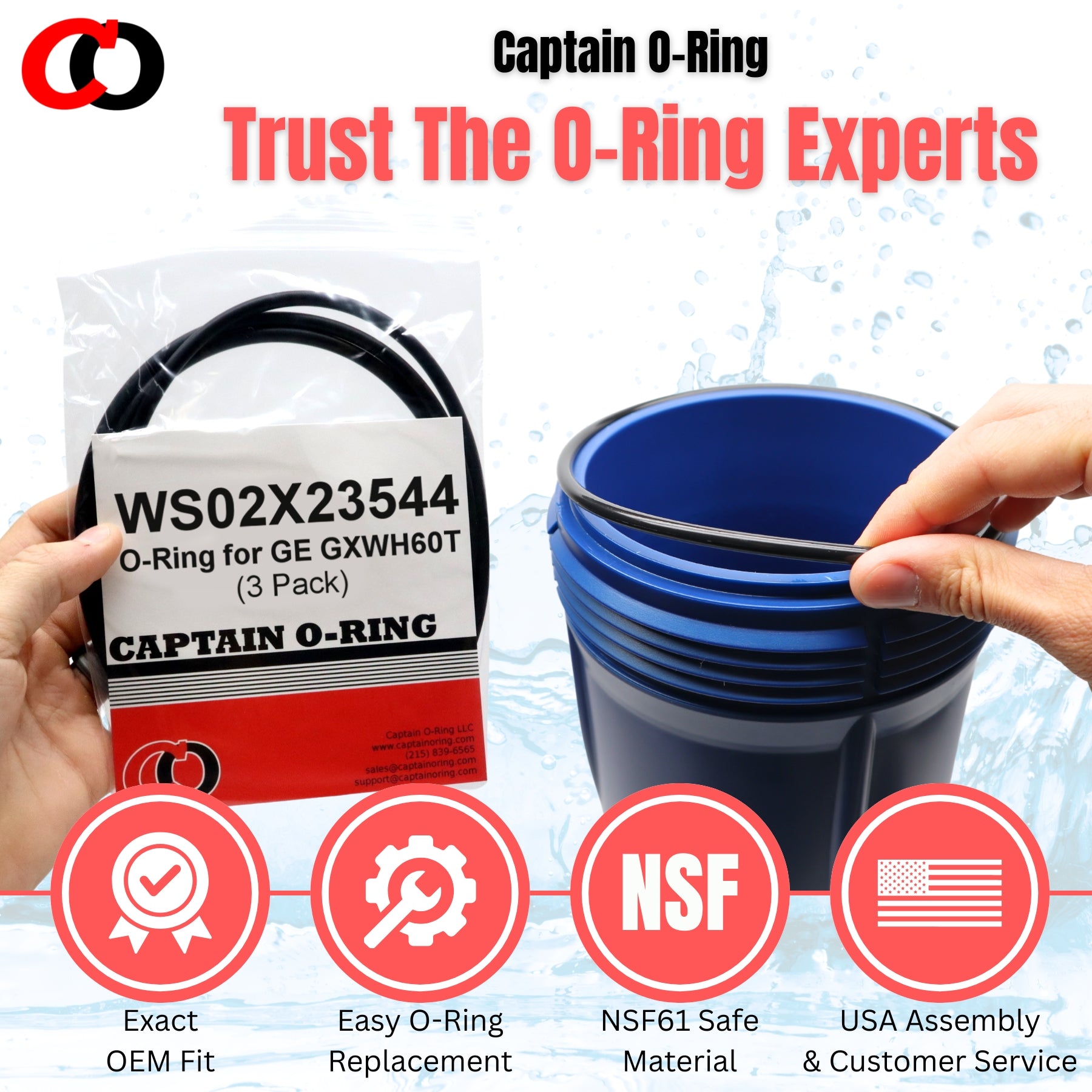 WS02X23544 O-Ring for GE GXWH60T Whole House Water Filter (3 Pack)