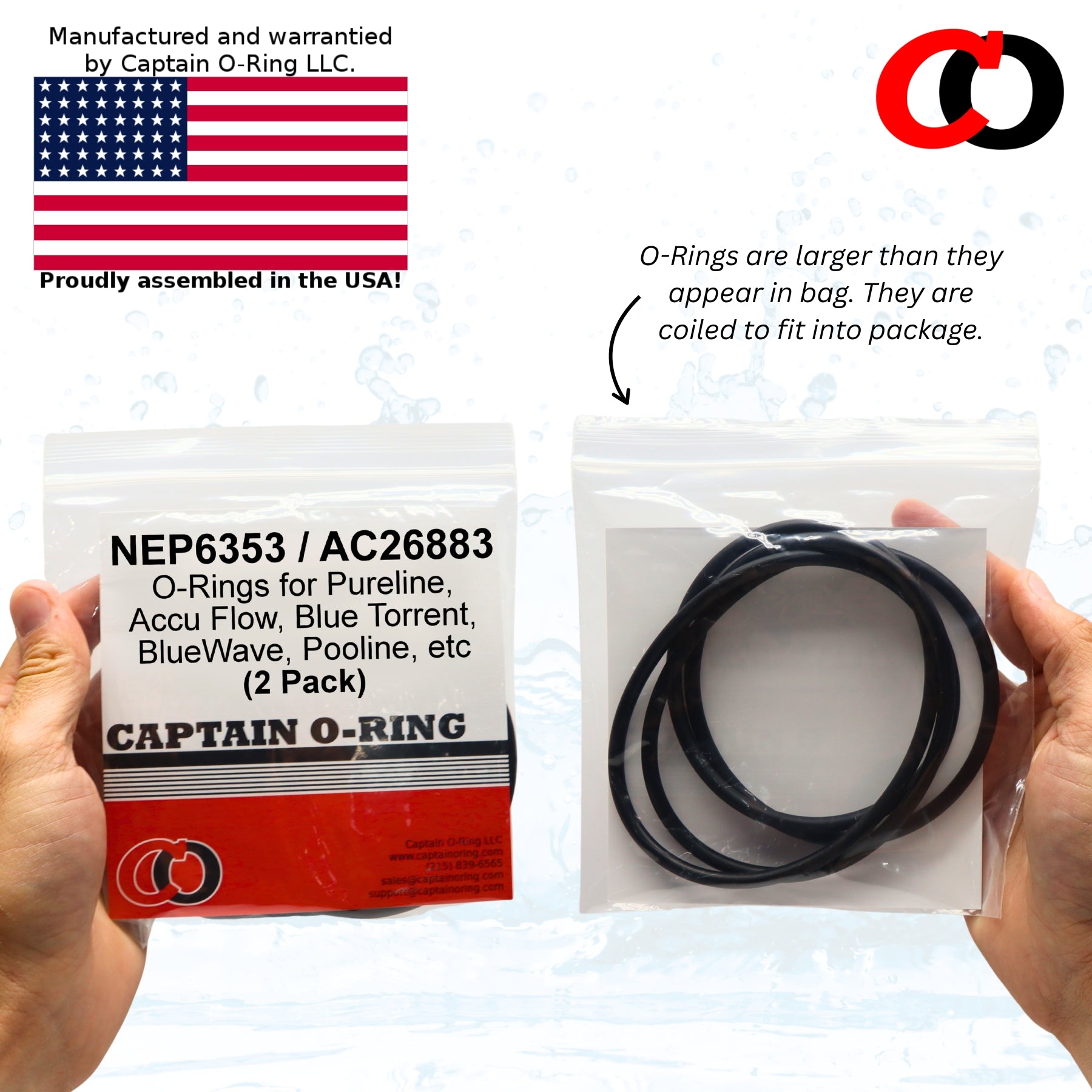 NEP6353 AC26883 Lid O-Rings for Pureline, Splash, Blue Wave Torrent, Doheny’s, Pooline, and more (2 Pack)