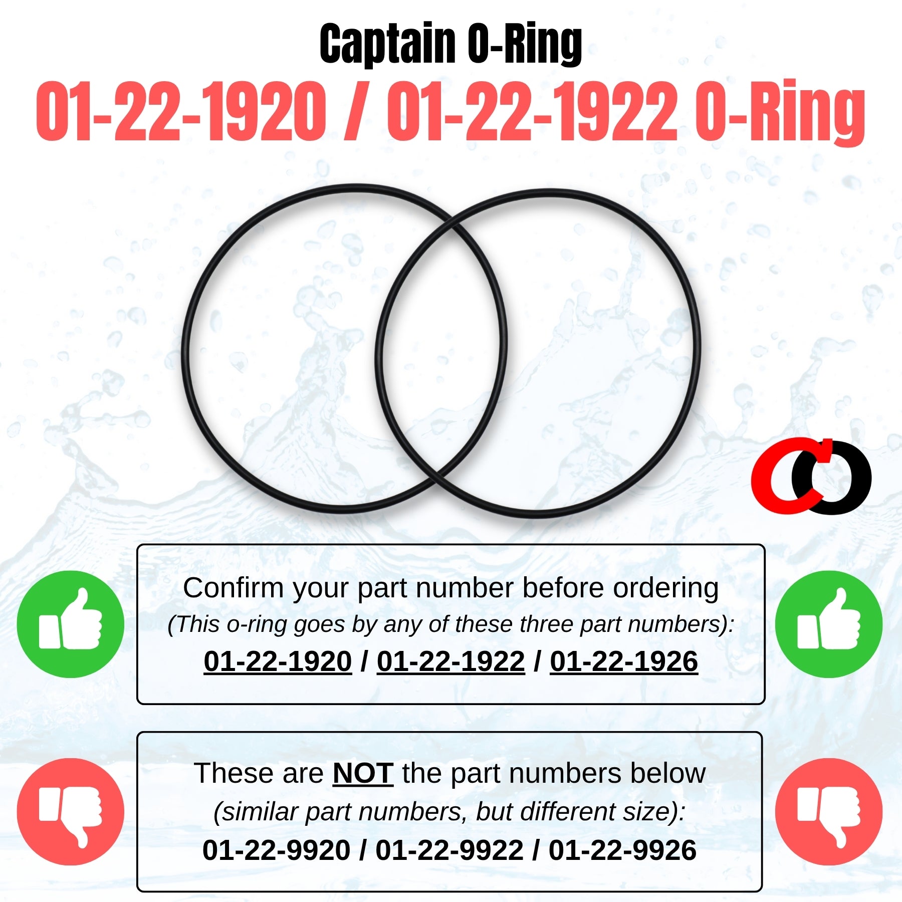 01-22-1920 / 01-22-1922 / 01-22-1926 Orings for KING Frog, Sani-King 910 920 930 Feeders (2 pack)