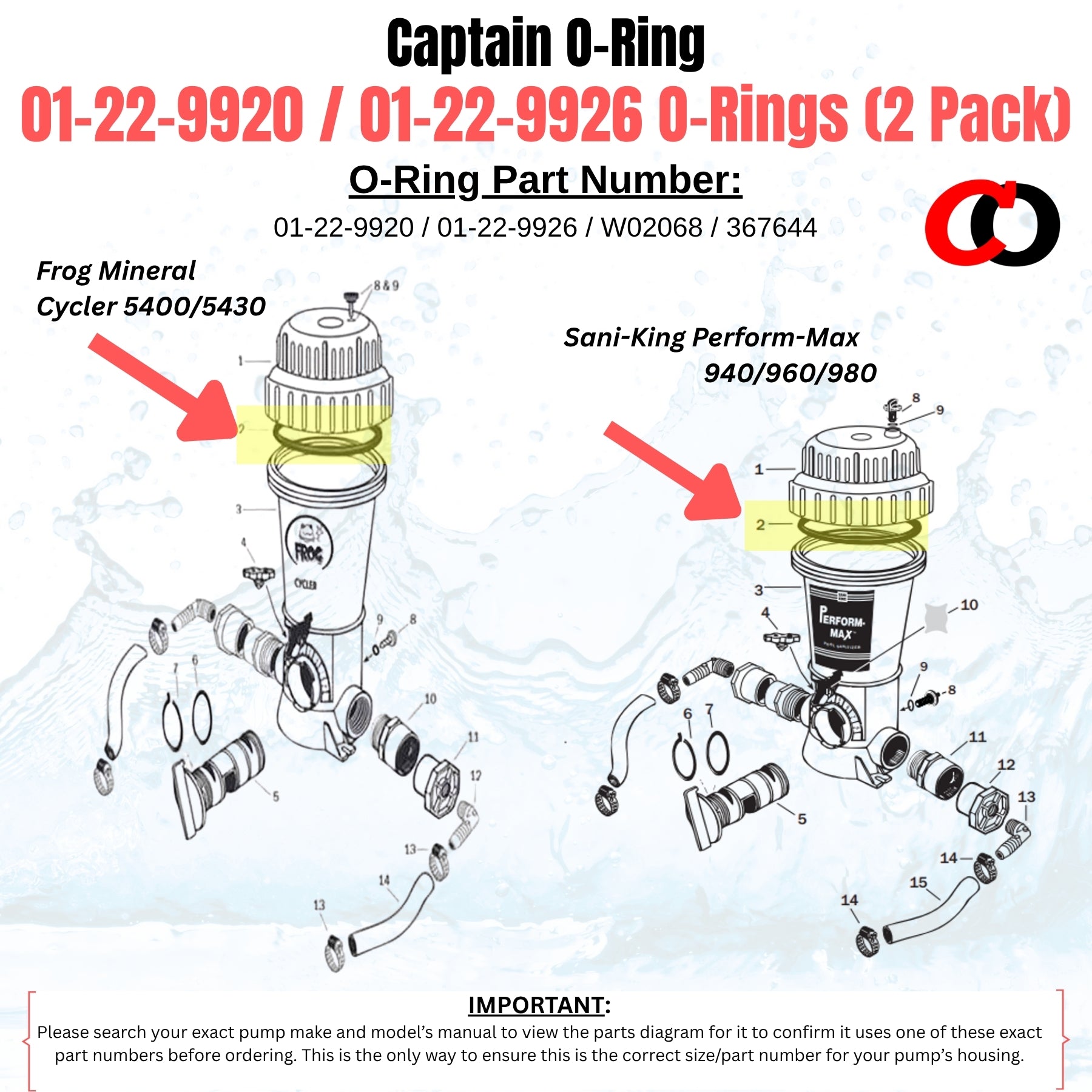 Captain O-Ring – Replacement 01-22-9920 / 01-22-9926 / W02068 O