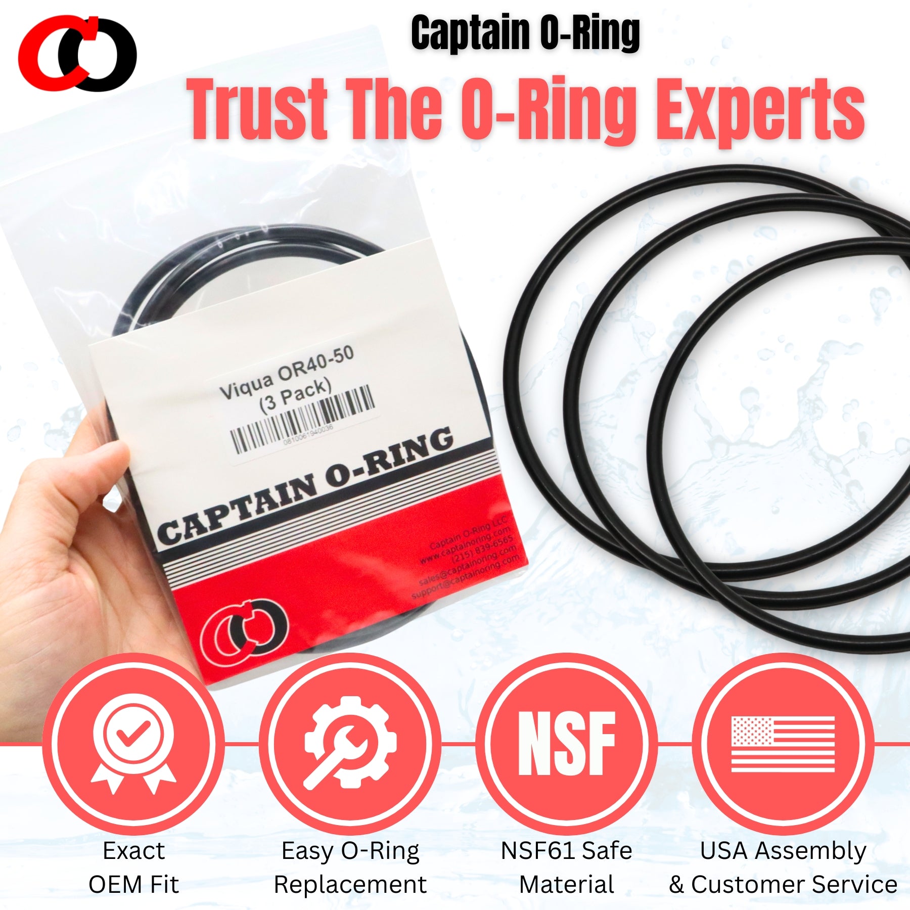 Viqua OR40-50 / Simpure DB10,DB20 / Aquios OR236 O-Rings (3 Pack)