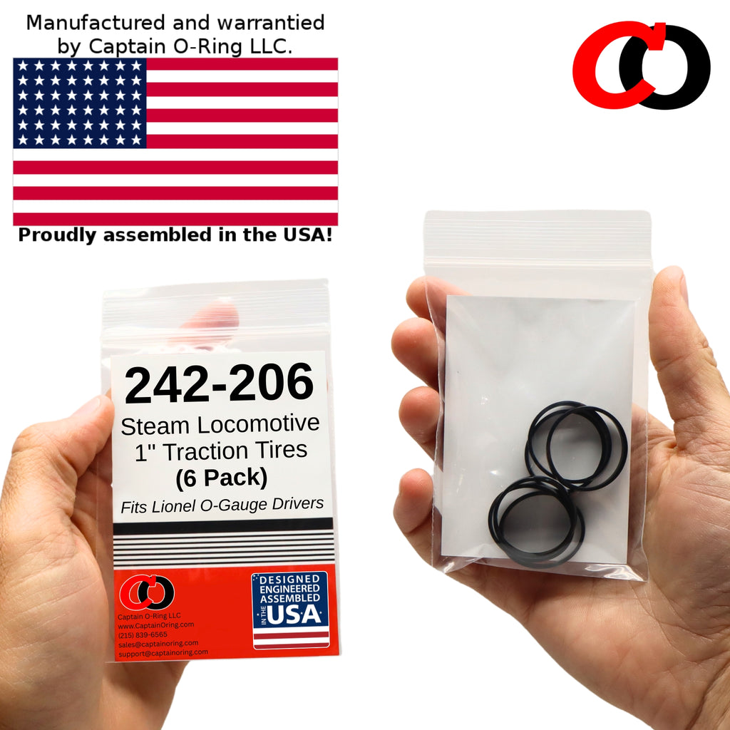 242-206 Rubber Traction Tire Replacements for Lionel O Gauge Steam Engine Locomotives (6 Pack)
