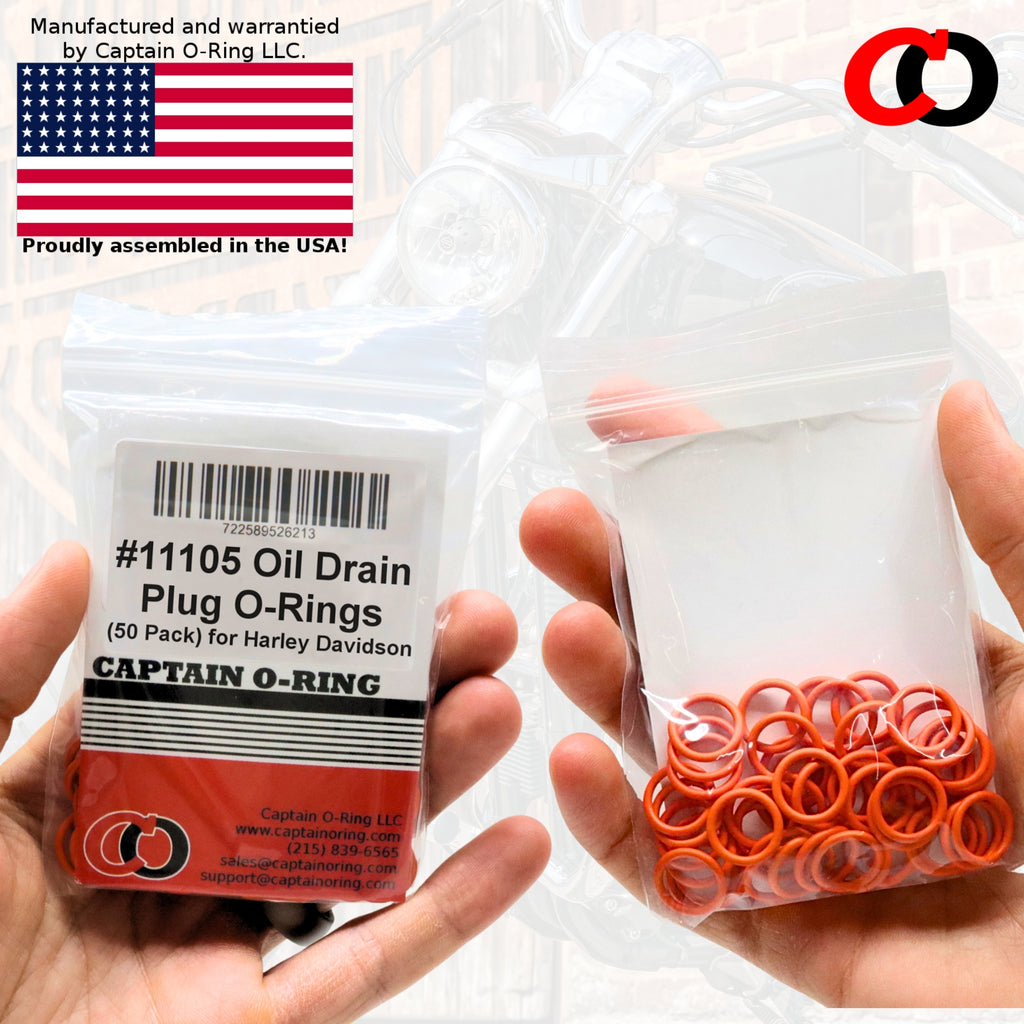 (50 Pack) Harley Davidson Drain Plug O-Ring #11105 [Orange Color]