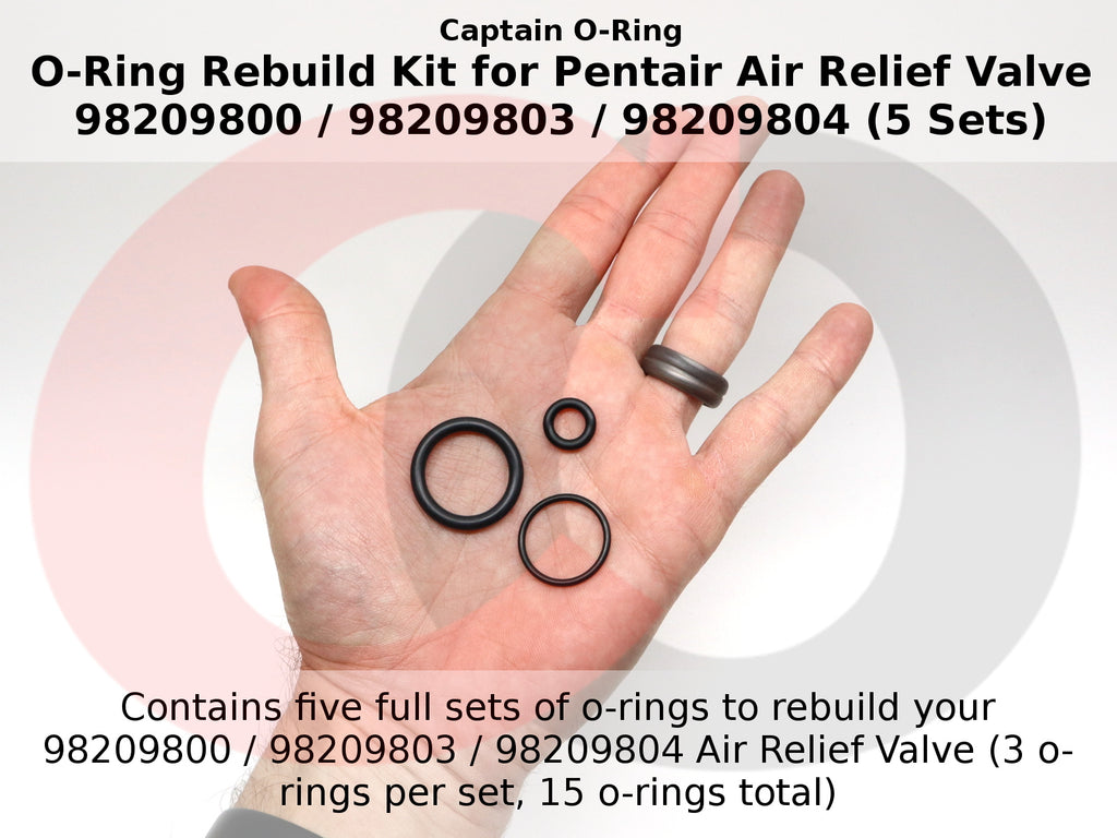 Oring Rebuild kit for Pentair Air Relief Valve 98209800 / 98209803 / 98209804 (5 Sets, 15 O-Rings)