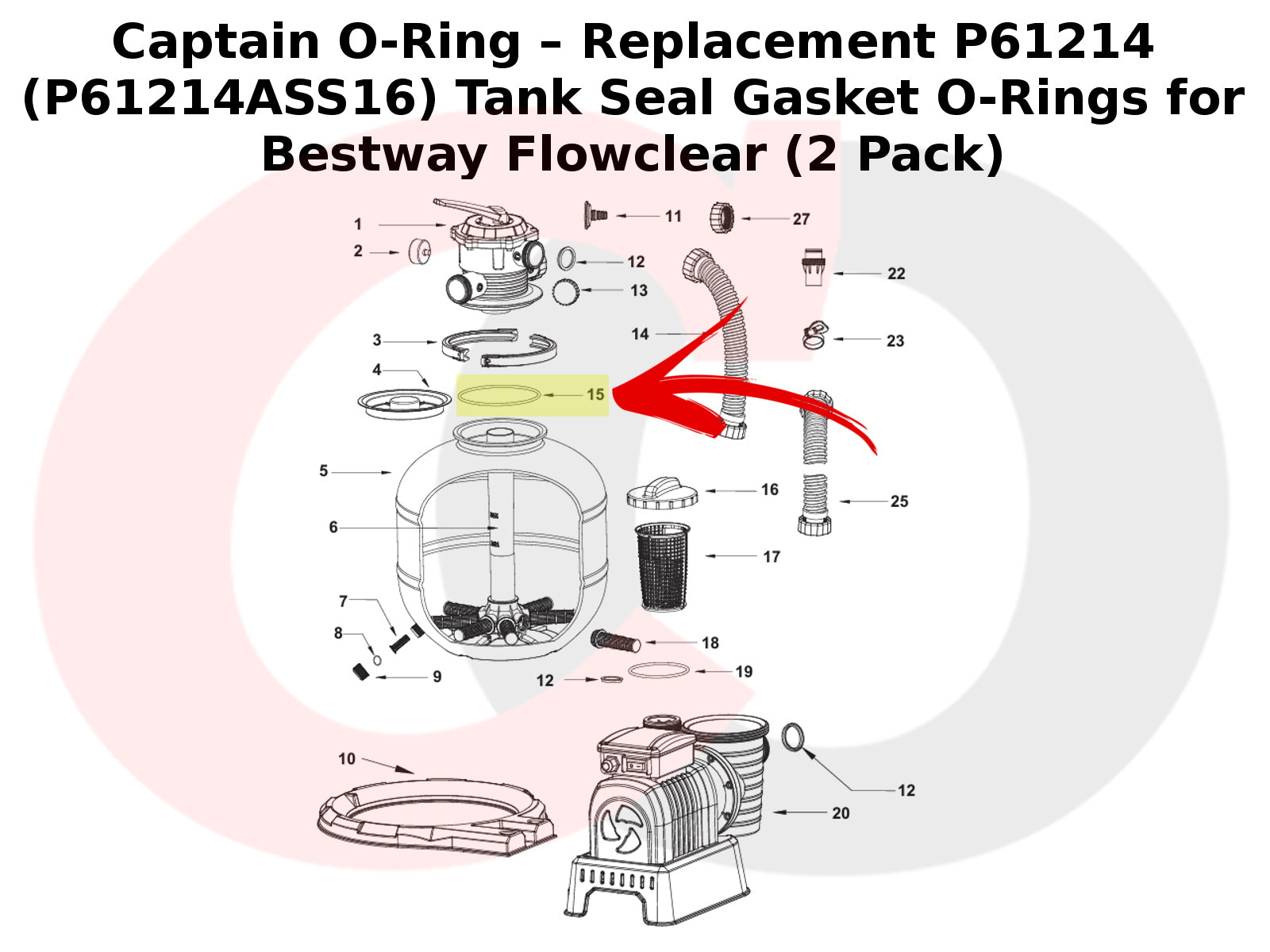 P61214 (P61214ASS16) Tank Seal Gasket O-Rings for Bestway Flowclear (2 Pack)