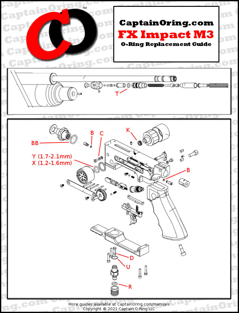 FX Impact M3 (.177/.22/.25/.30) Complete 72 Piece O-Ring Rebuild Kit