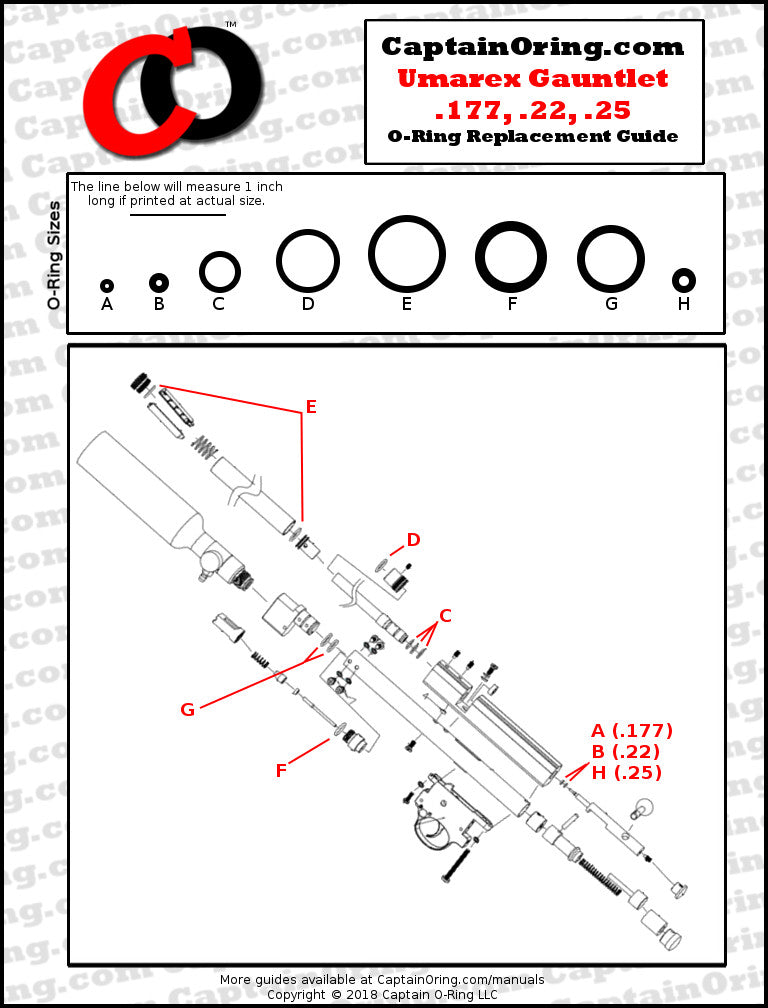 Umarex Gauntlet .177/.22/.25- 2x O-Ring Kit