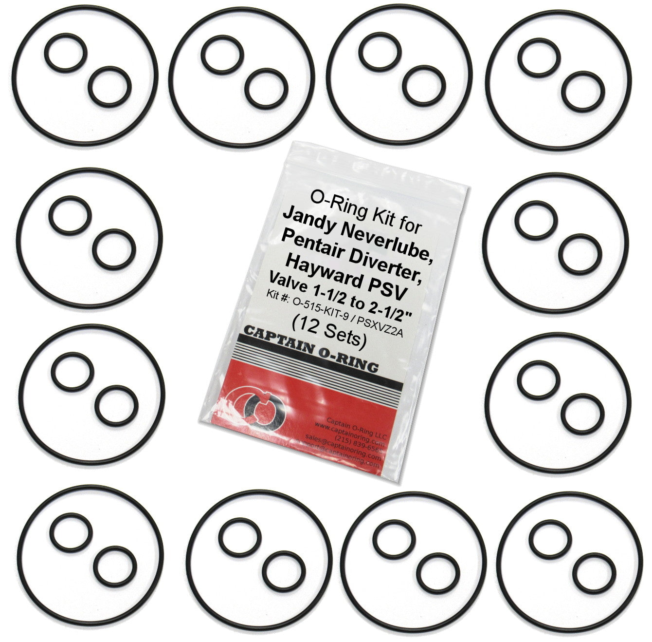 (12 Sets) Valve Cover & Shaft O-Rings for Jandy NeverLube/Pentair Valves (Part Numbers 1132/51016200 and R0487100/192039/O-158) and Hayward PSV valves (P/N: PSXVZ2A)