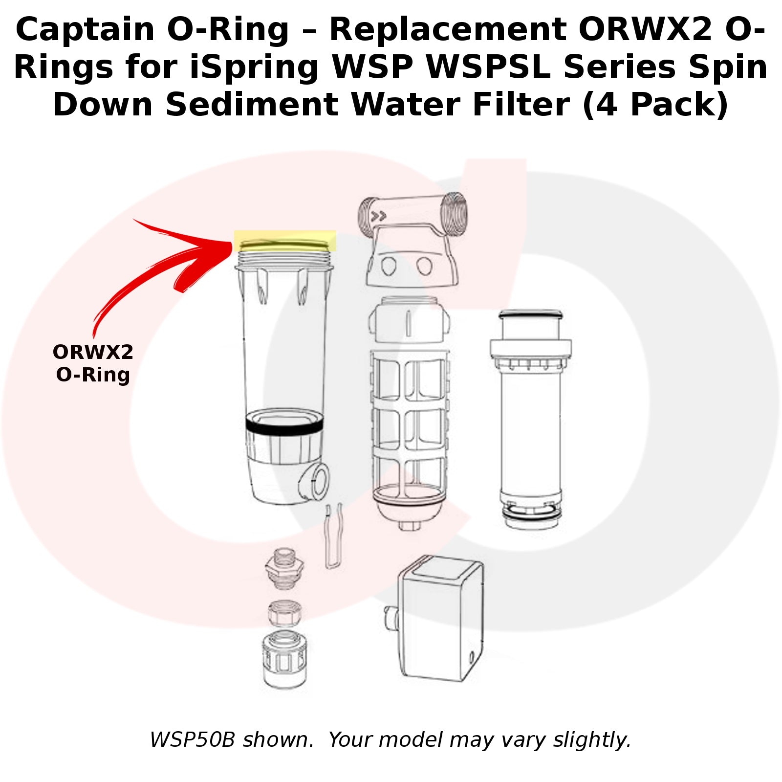 ORWX2 O-Rings for iSpring WSP WSPSL Series Spin Down Sediment Water Filter (4 Pack)