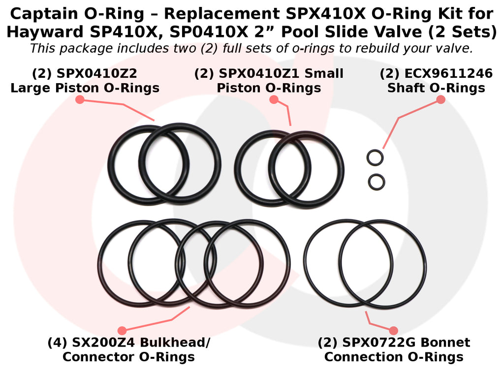 SPX410X O-Ring Kit for Hayward SP410X, SP0410X 2” Pool Slide Valve (2 Sets)