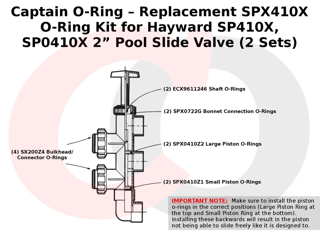 SPX410X O-Ring Kit for Hayward SP410X, SP0410X 2” Pool Slide Valve (2 Sets)