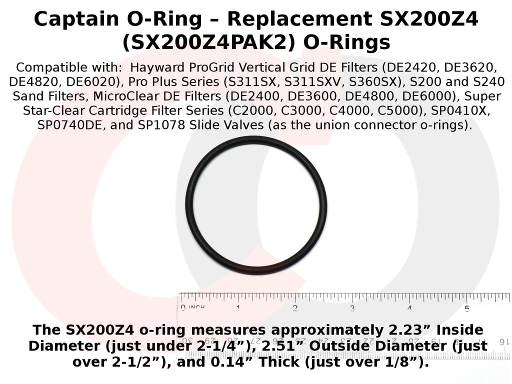 SX200Z4 (SX200Z4PAK2) O-Rings for Hayward ProGrid, Micro Clear, ProPlus Filter and Slide Valve (4 Pack)