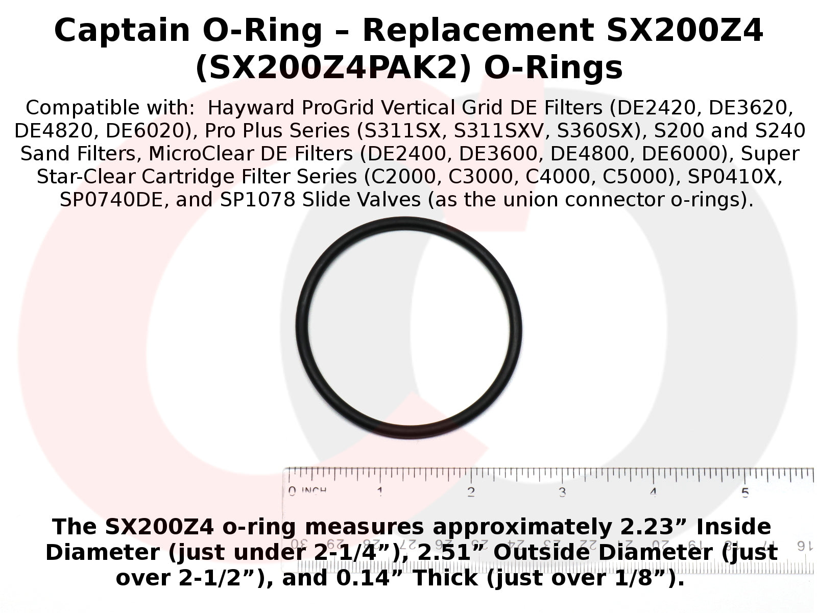 SX200Z4 (SX200Z4PAK2) O-Rings for Hayward ProGrid, Micro Clear, ProPlus Filter and Slide Valve (4 Pack)