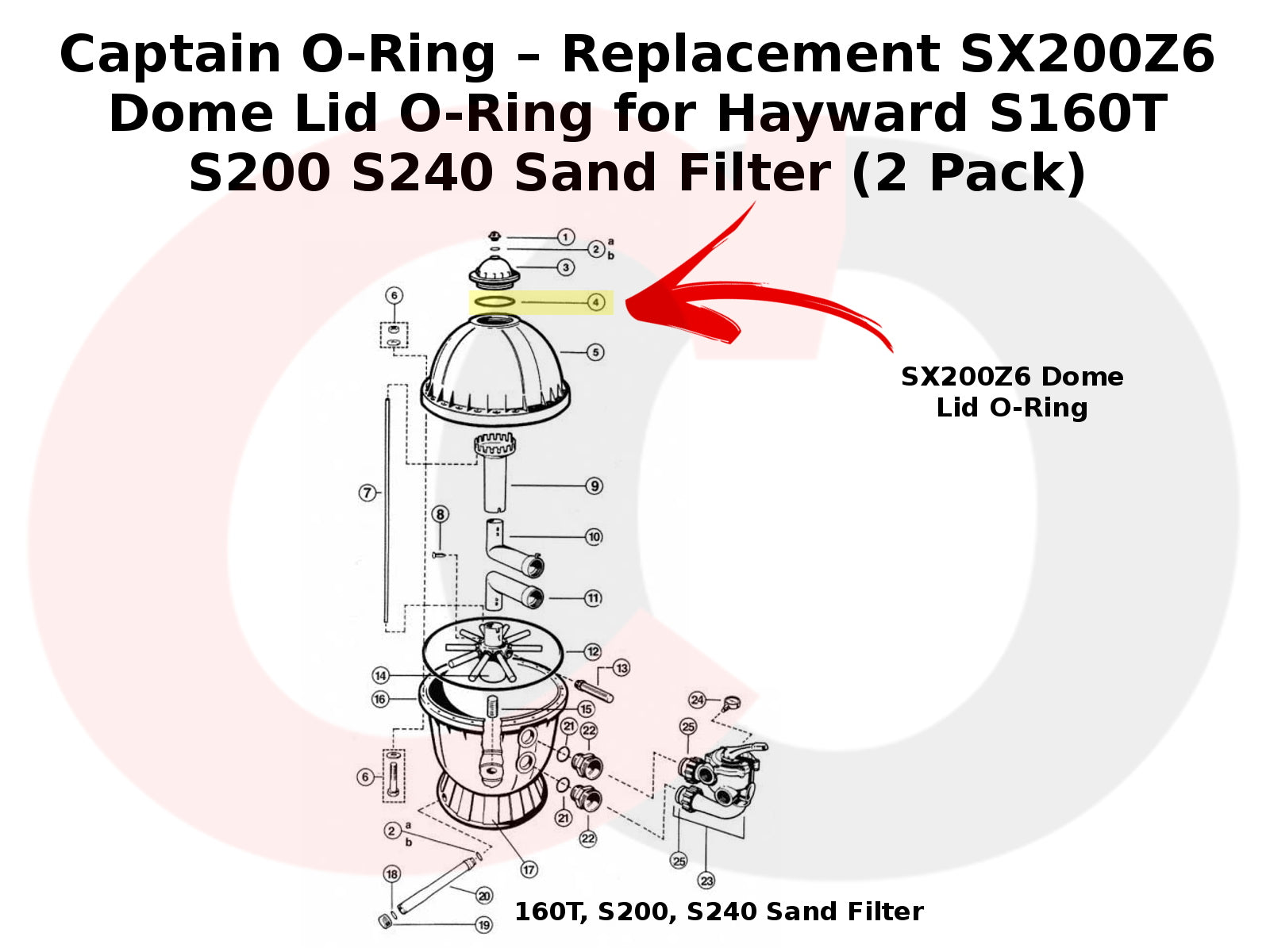 SX200Z6 Dome Lid O-Ring for Hayward S160T S200 S240 Sand Filter (2 Pack)