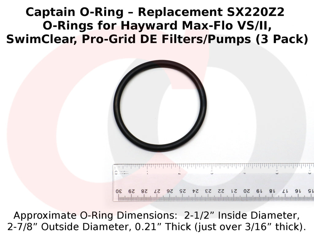 SX220Z2 O-Rings for Hayward Max-Flo VS/II, SwimClear, Pro-Grid DE Filters/Pumps (3 Pack)