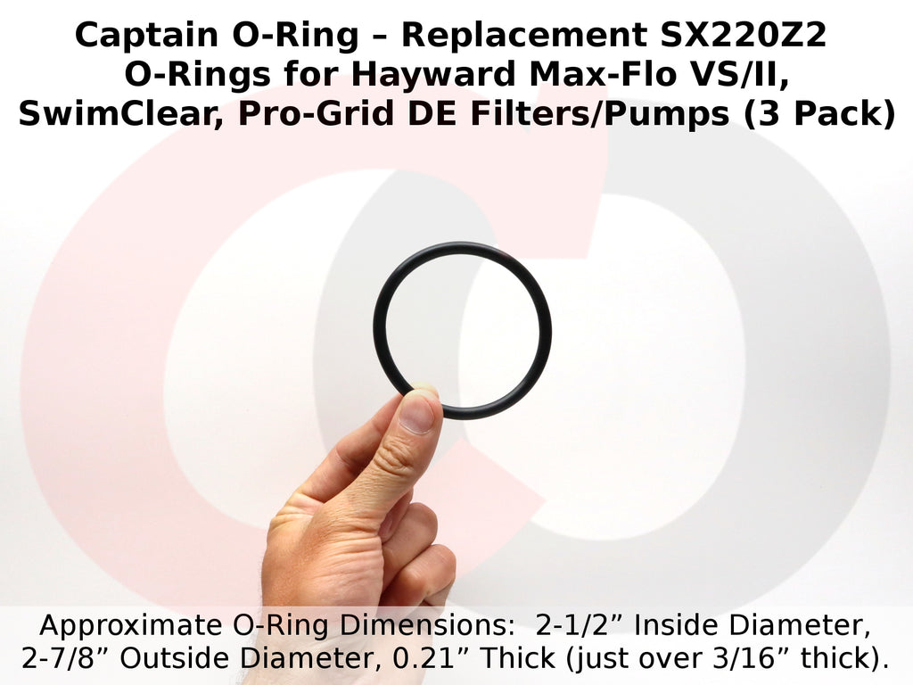 SX220Z2 O-Rings for Hayward Max-Flo VS/II, SwimClear, Pro-Grid DE Filters/Pumps (3 Pack)