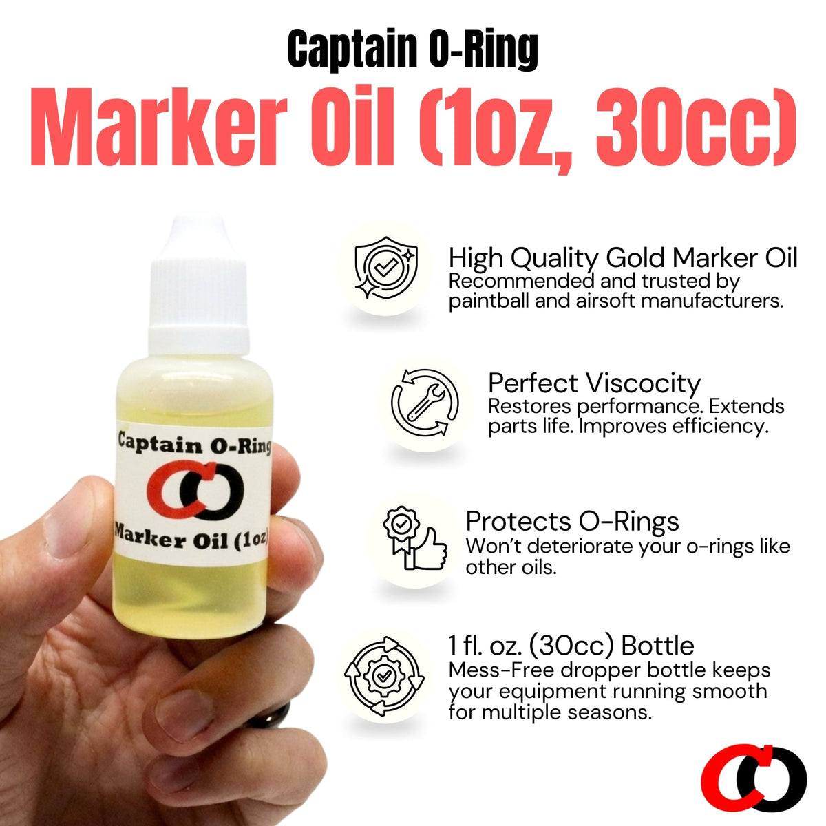 Marker Oil Lube (1 oz, 30cc) by Captain O-Ring - Dropper Oil Lubricant