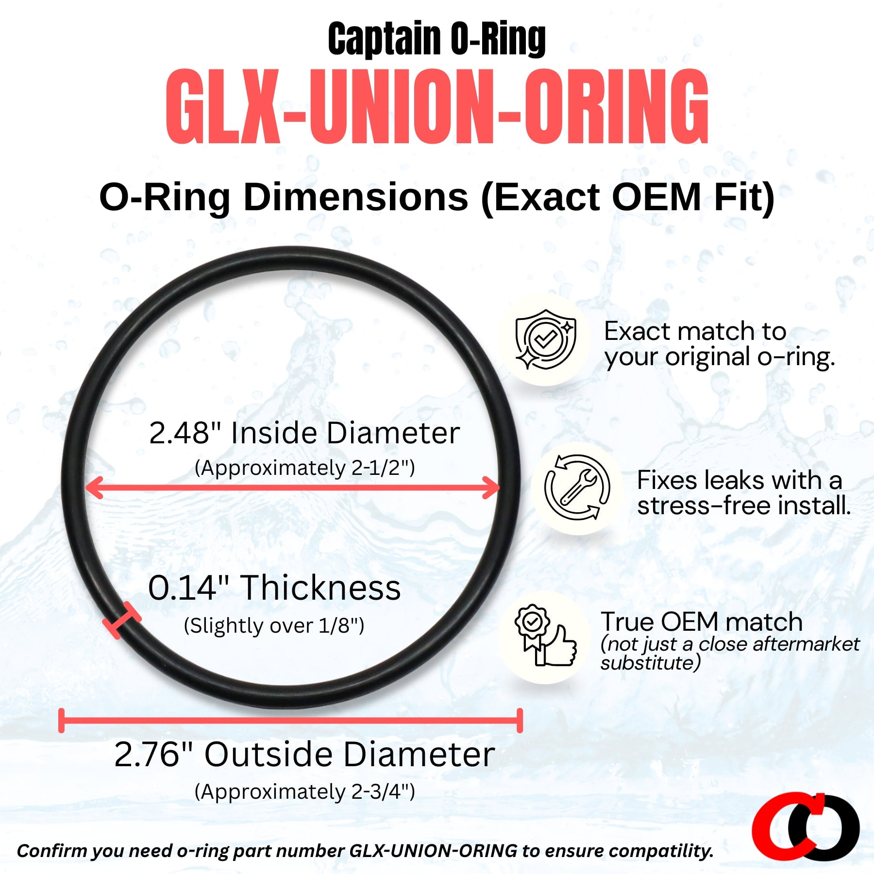 Captain O-Ring - GLX-UNION-ORING Replacement O-Rings for Hayward T