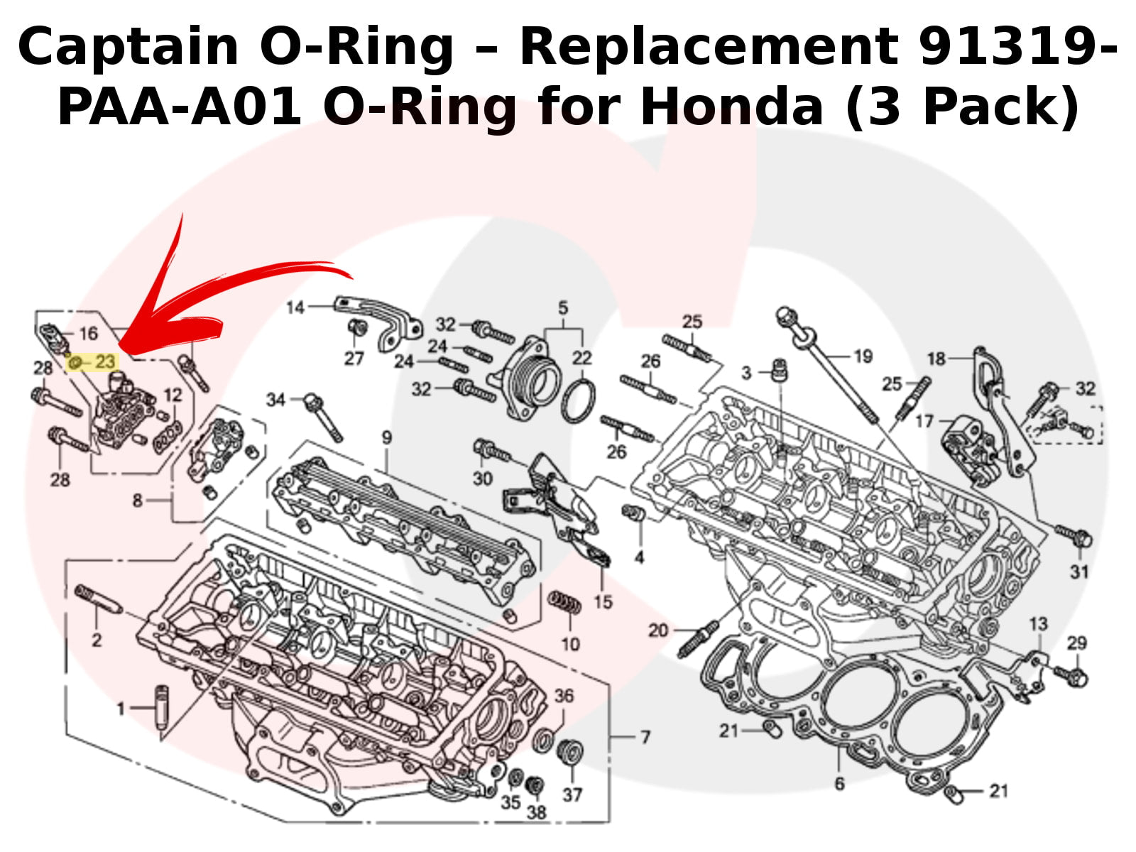 Captain O-Ring – Replacement 91319-PAA-A01 O-Ring for Honda (3 Pack)