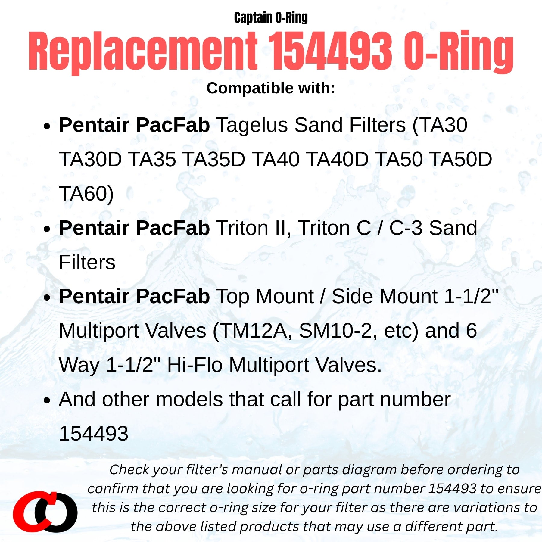 Captain O-Ring – Replacement 154493 Closure O-Rings for Pentair
