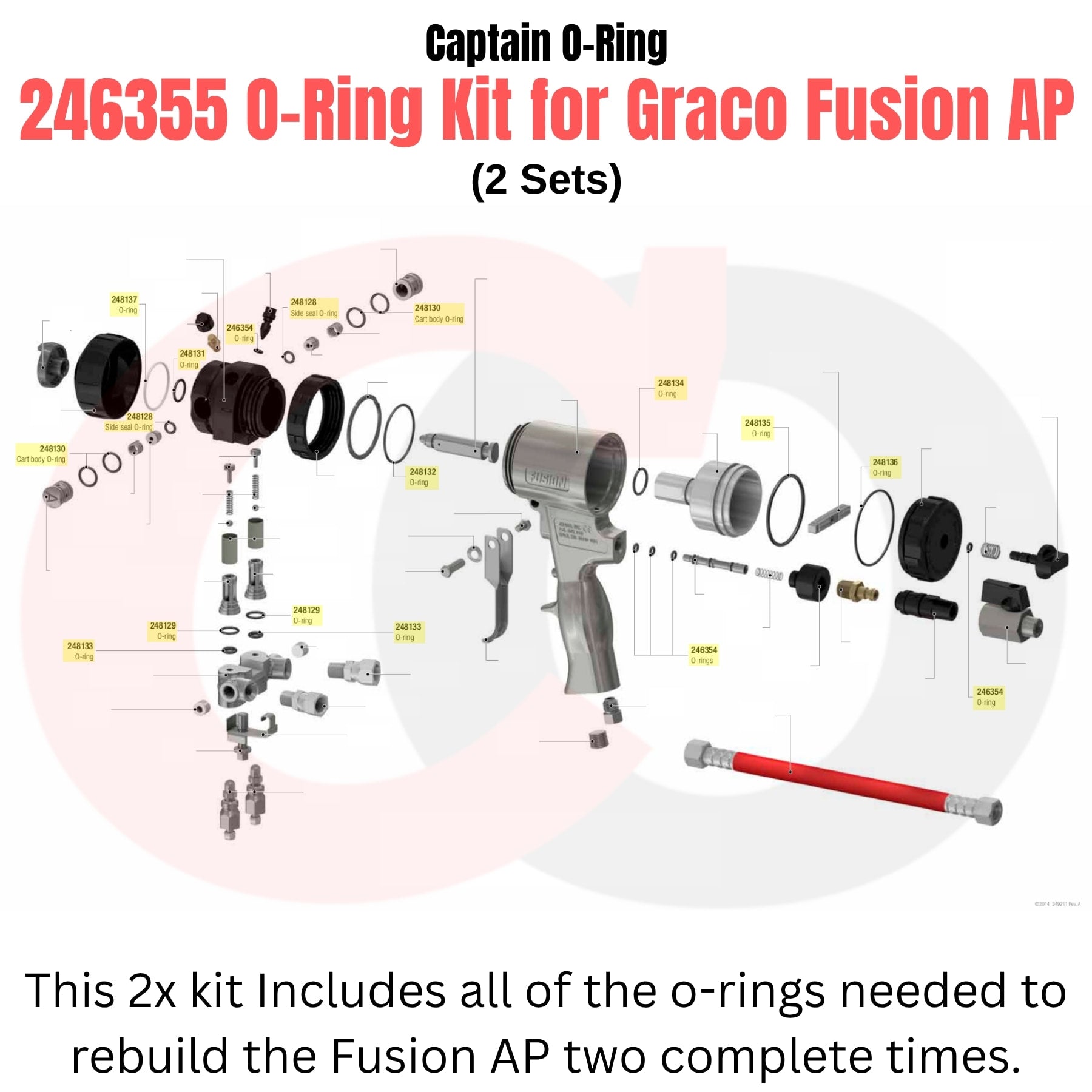 Captain O-Ring – Replacement 246355 O-Ring Kit for Graco Fusion AP
