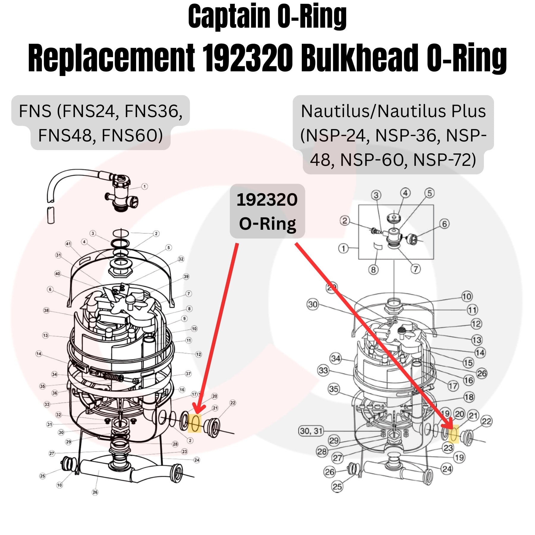 Vainon bolt ring 17号 Captain O-Ring – Replacement 192320 Bulkhead O-Ring for Pentair