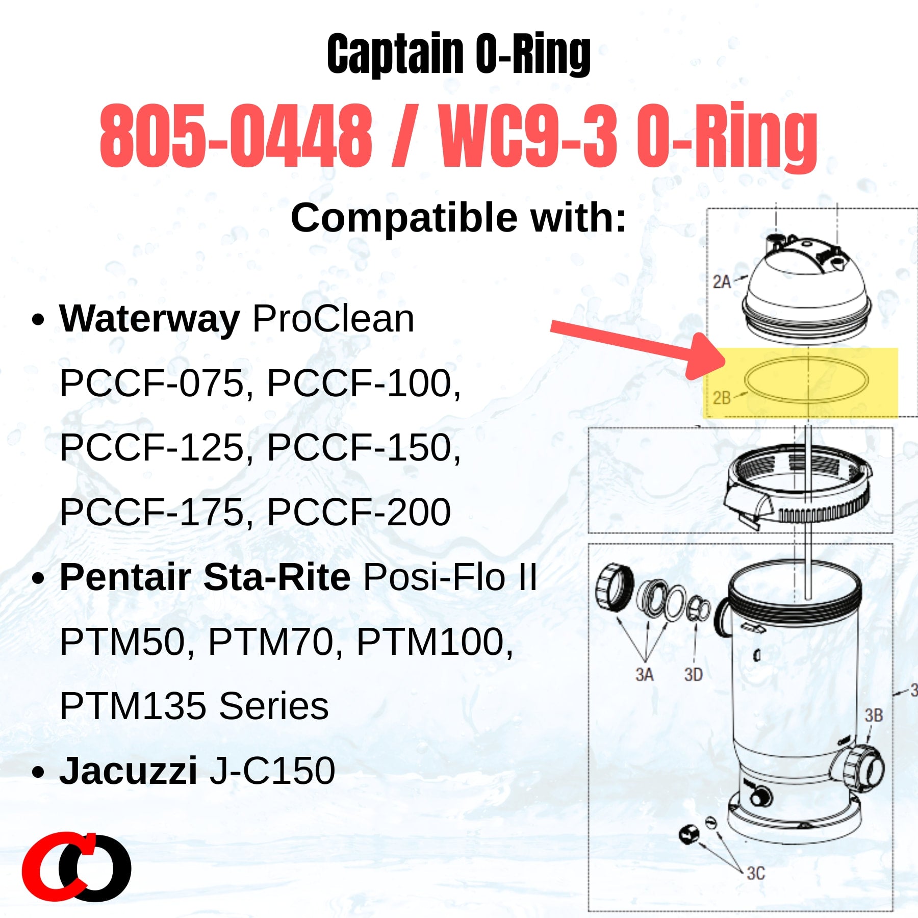 Captain O-Ring – Replacement 805-0448 / WC9-3 O-Rings for Waterway